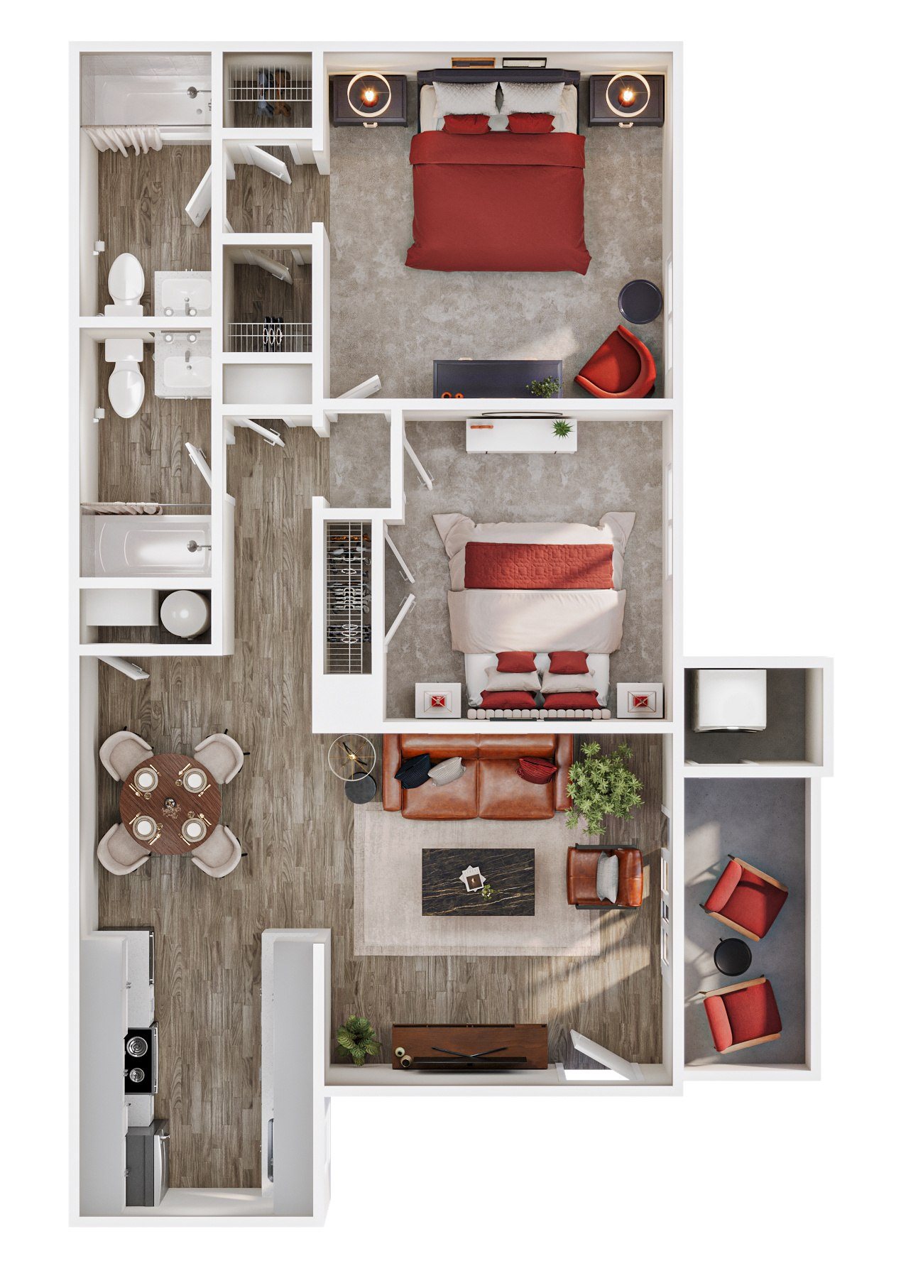 2x2 Classic floor plan